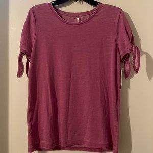 Tie Sleeve Distressed Magenta Top NWT